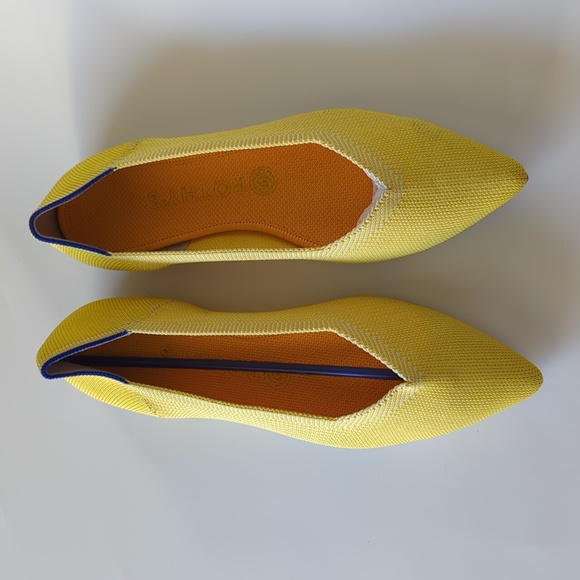 ROTHY'S THE POINT YELLOW SUNSHINE WOMEN'S FLAT SHOES - Picture 2 of 16